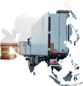 Refrigerated cargo truck viewed from the rear, ready for temperature-sensitive delivery